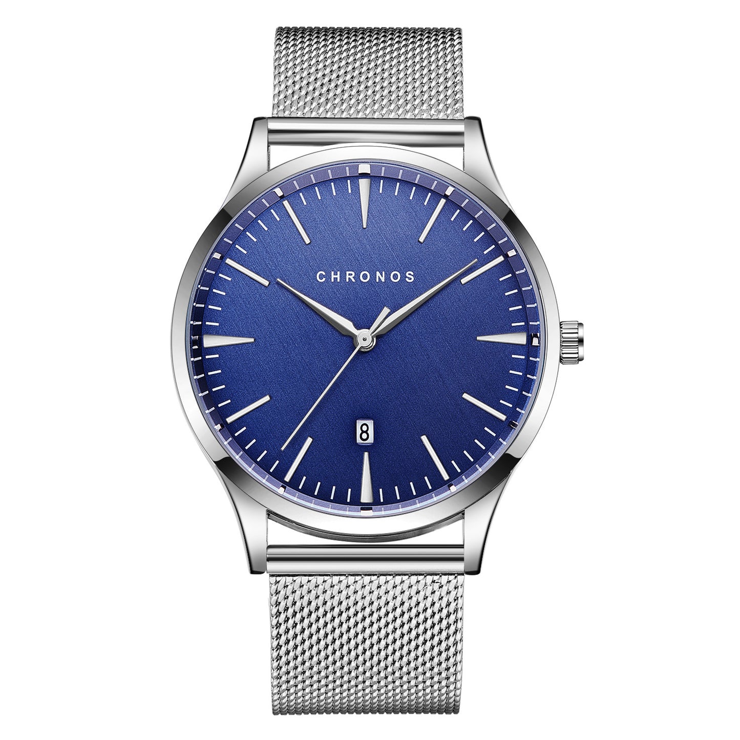 Men's Business Watch Vacuum Plating Stainless Steel Leather Strap Calendar Waterproof Watch