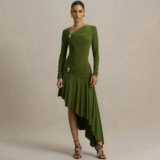 Fashionable Minimalist Asymmetrical Design Womens Long Dress