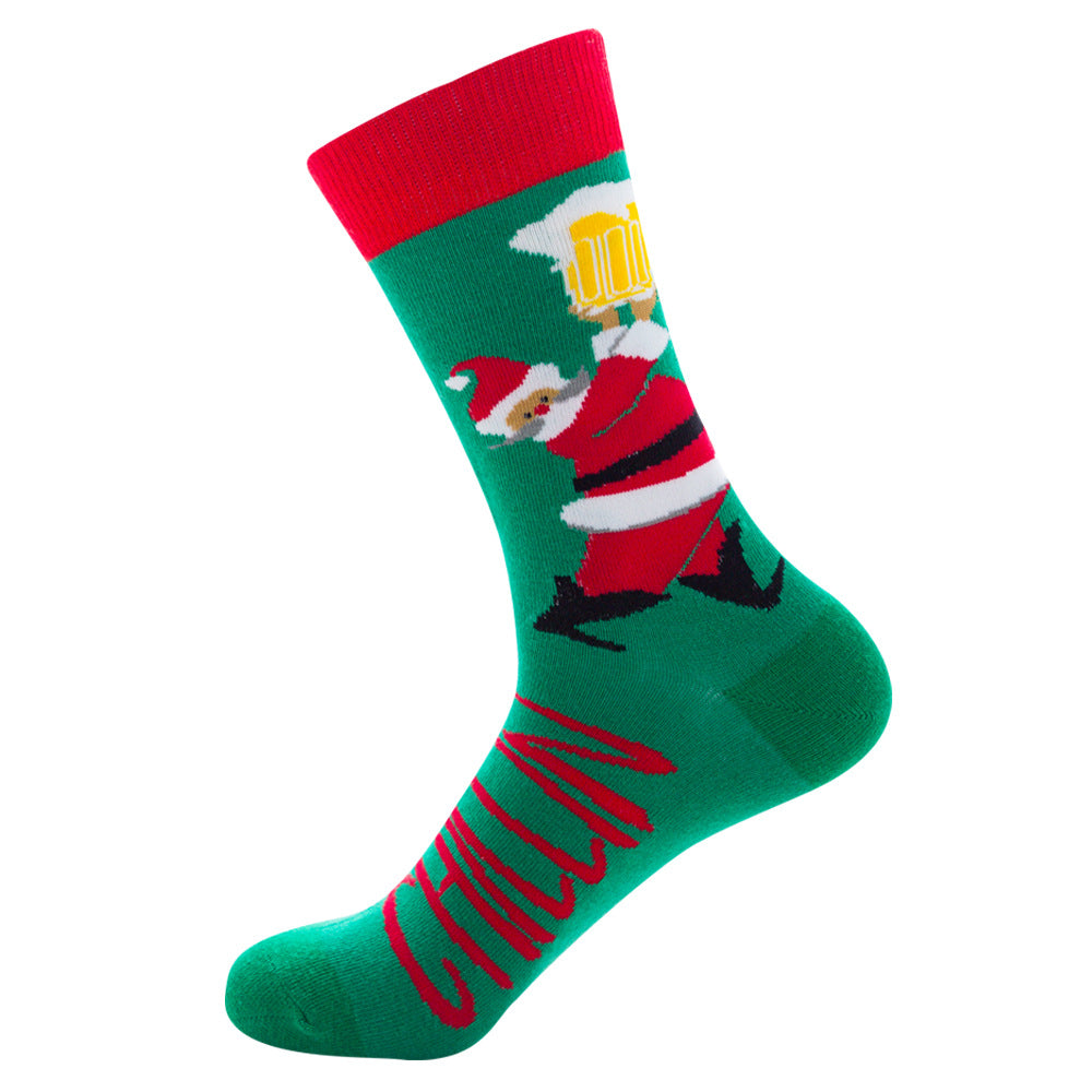 Christmas Tree Snow Elk Gift Cotton Happy Socks