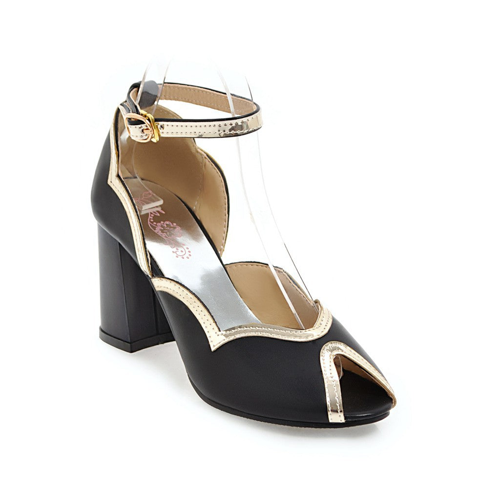 Sexy fish mouth buckle women's shoes