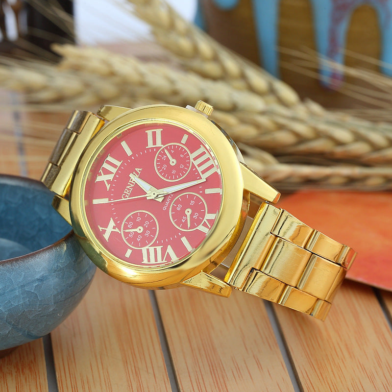 Quartz watch with steel strap