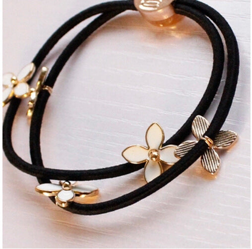 Alloy Flower Alloy Four-Leaf Clover Rubber Band