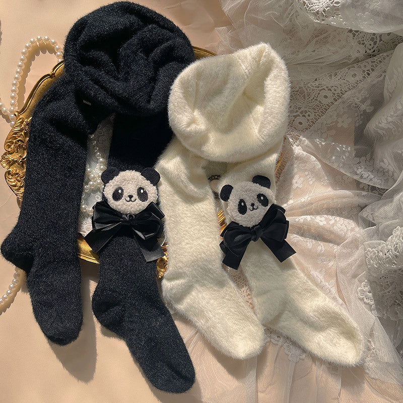 Autumn And Winter Cute Panda Bow Female Thermal Pantyhose