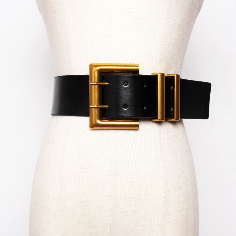 Women's matching skirt leather belt