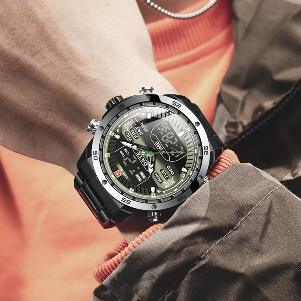 Sports Multifunctional Waterproof Steel Band Quartz Watch