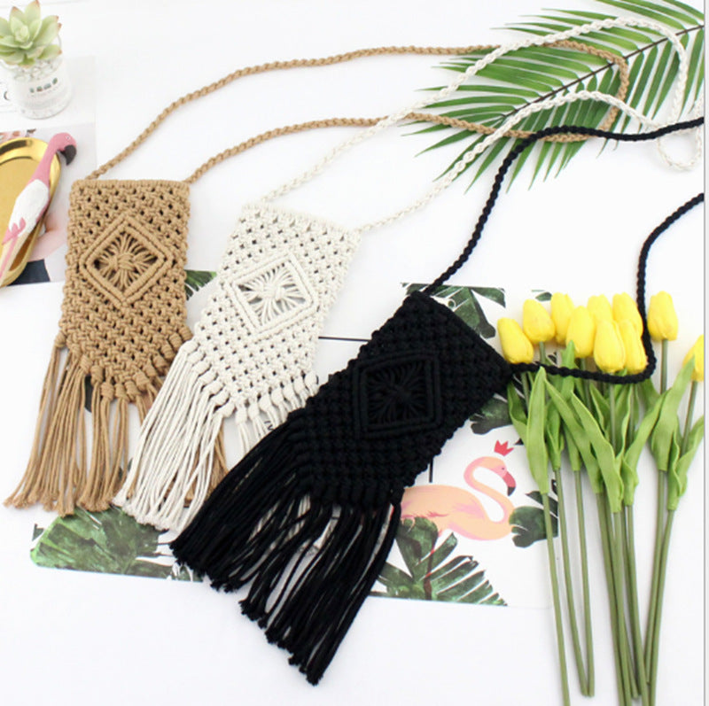 Mori Girl Crossbody Hand-woven Cotton Tassel Bag
