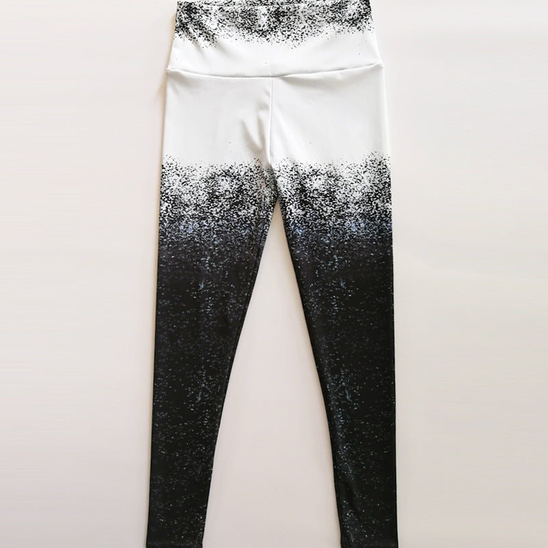 Sort-hvid gradient digitalt printede sportsyogabukser