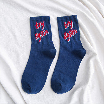 autumn and winter new tide socks female sports socks letter skateboard socks college wind cotton deodorant baseball socks
