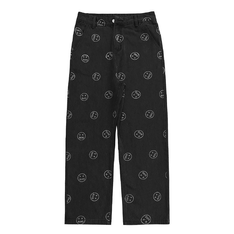 Herre Street Fashion Expression Print Løse Jeans