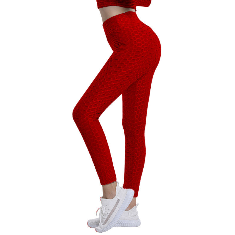 Bubble Yogabukser Jacquard Høj Elastisk Sports Gym Bukser
