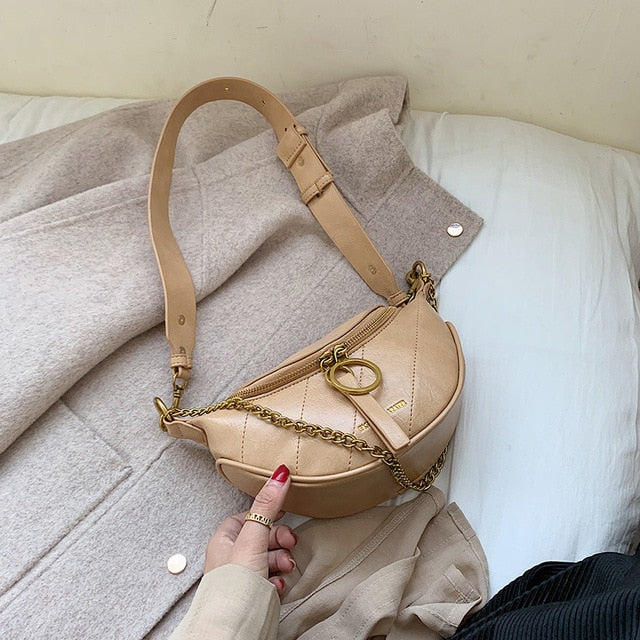 Women's Vintage Textured Leather Shoulder Bag
