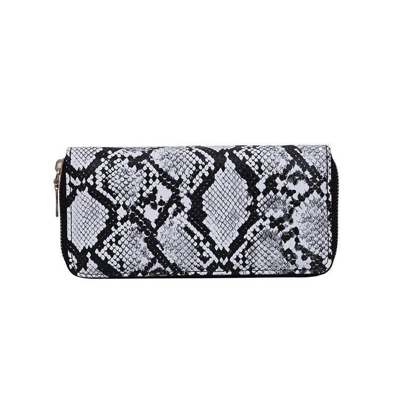 Snake print zipper clutch