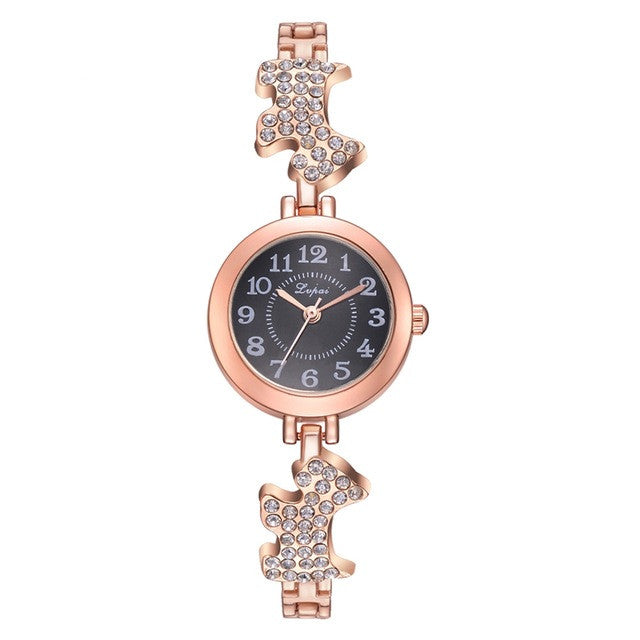 Round alloy bracelet watch