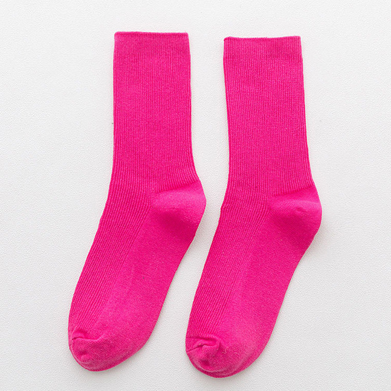 Candy Rainbow Color Mid-calf Cotton Socks