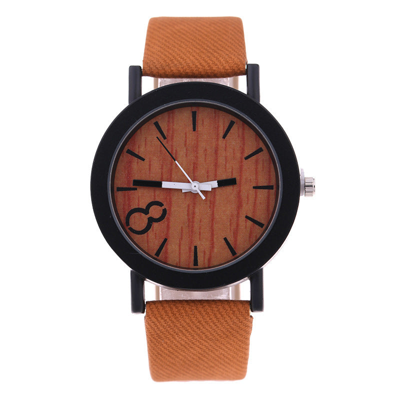 denim belt watch wood grain surface watch quartz watch 8 word