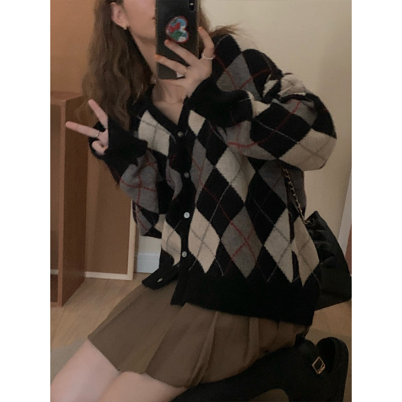 Internet Hot Sweater Women's Retro Diamond Sweater