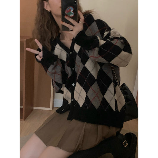 Internet Hot Sweater Women's Retro Diamond Sweater