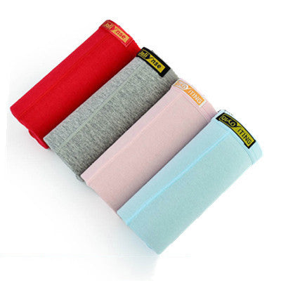 Women's Cotton Solid Color Mid-waist Boxer Briefs