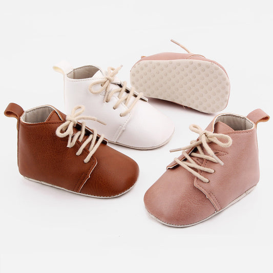 Girls' Fashion Simple PU Leather Lace Up Toddler Shoes