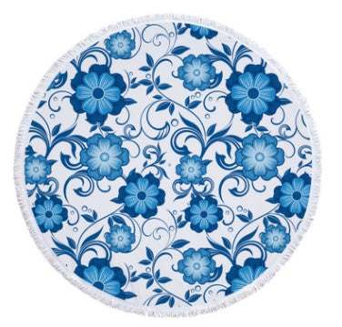 Digital Printing Microfiber Towel Cloth Round Fringe Beach Towel Customizable