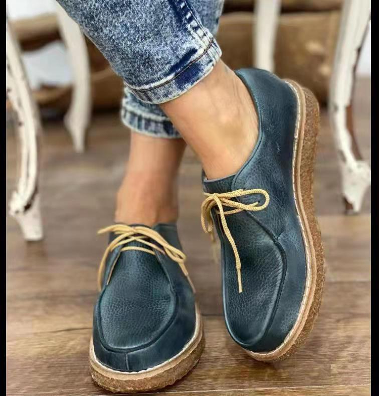Pure Color Round Toe Pure Color Casual Platform Shoes