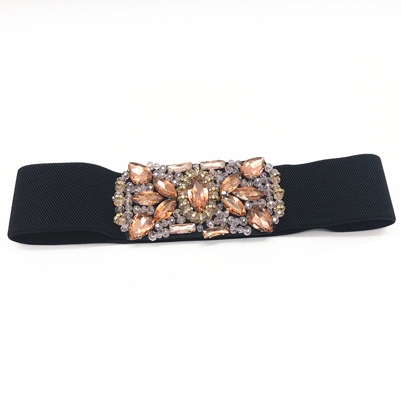 Women's Color Inlaid Diamond Ring Crystal Rhinestone Belt