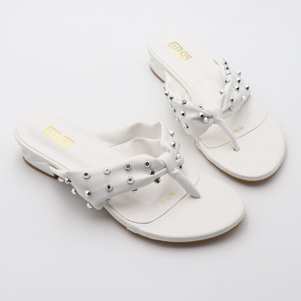 Klipklapper Flade slippers med rhinsten Alsidige Komfortable Enkle
