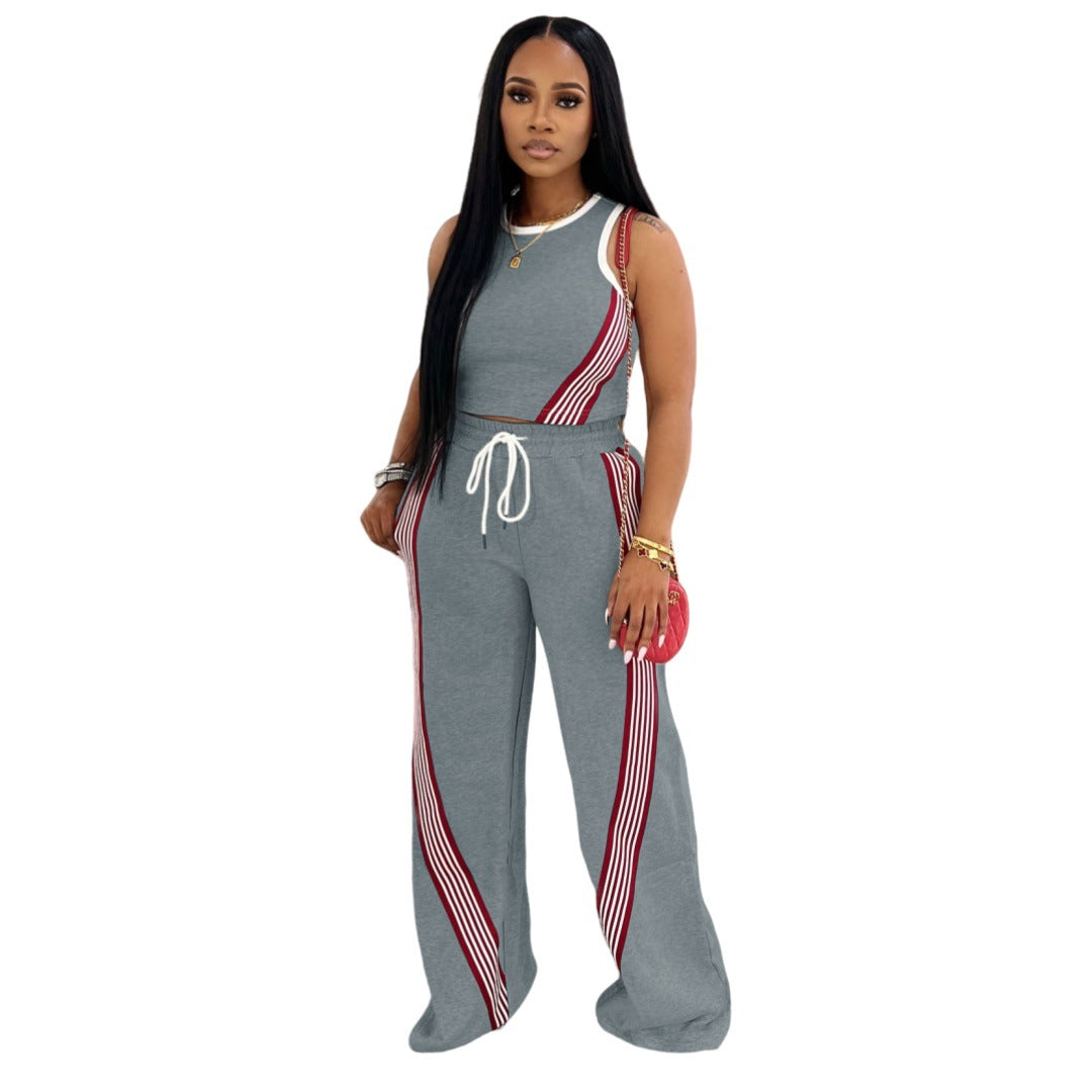 Street-style Casual Wide-leg Pants Two-piece Set