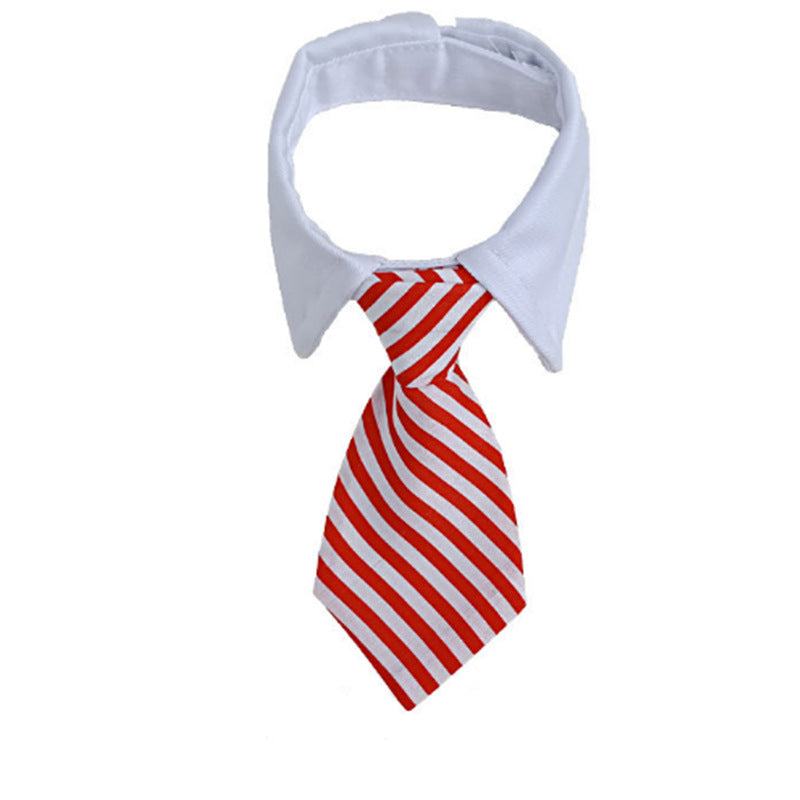 Pet Striped Tie Dog Teddy Bow Tie Scarf Blouse Collar