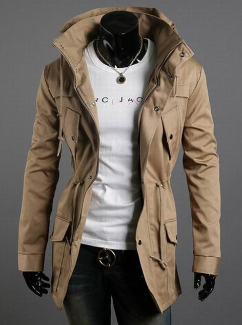 Men's Slim Jacket High Collar Foreign Trade Solid Color Casual Jacket