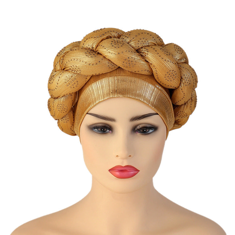 Beauty Strip Hot Drill Thick Braid Hat