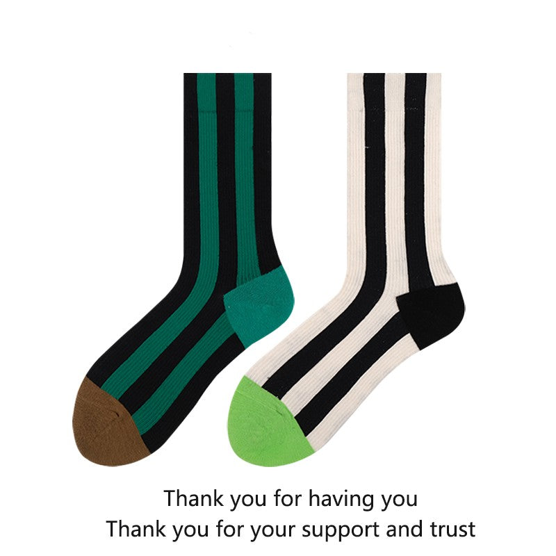 Contrast Striped Socks With Dopamine Color
