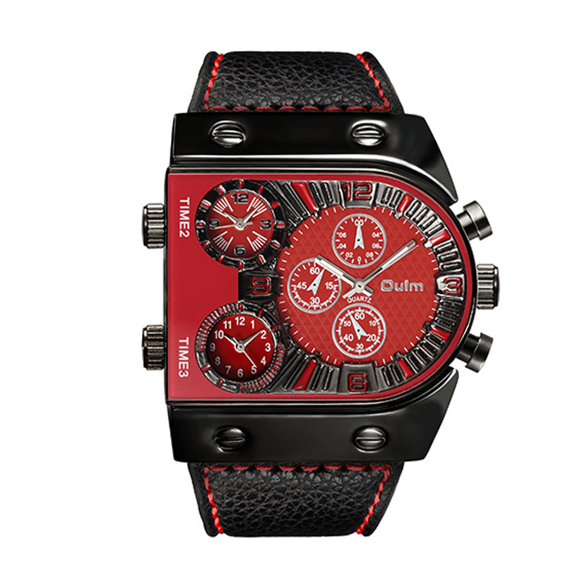 Large dial multi-time zone men's watch quartz watch