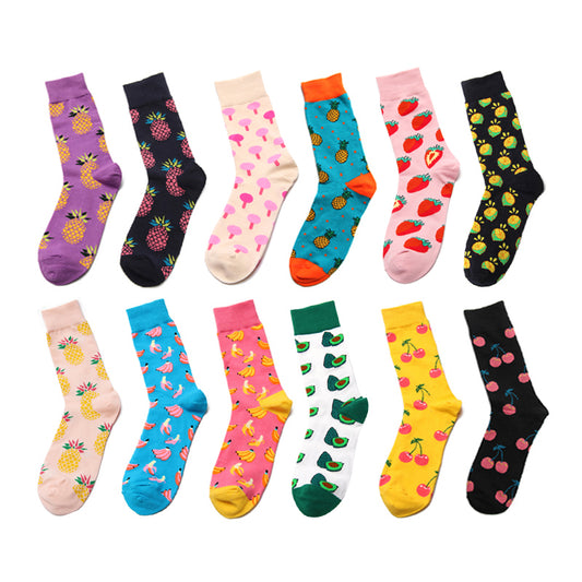 Men's and women's high-length flower long socks