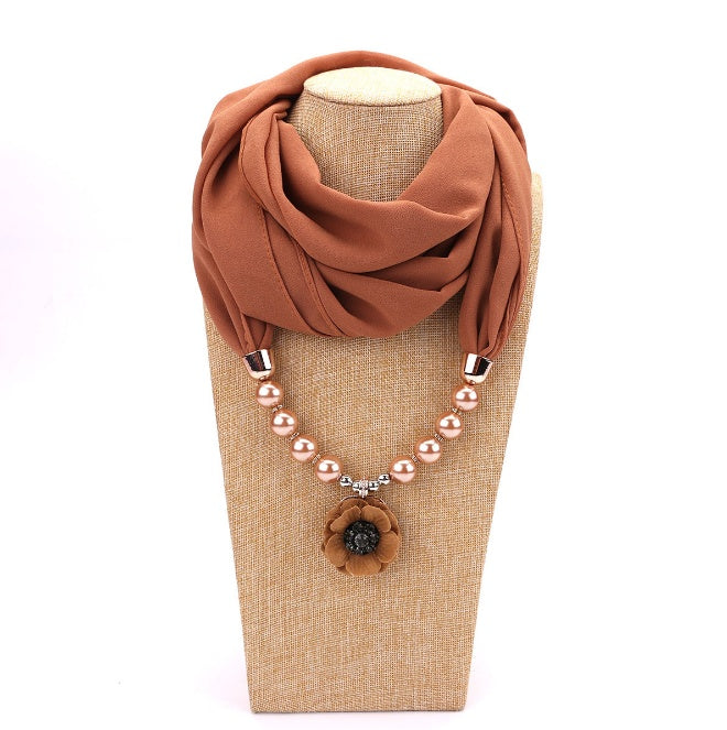 Pearl chiffon jewelry necklace scarf