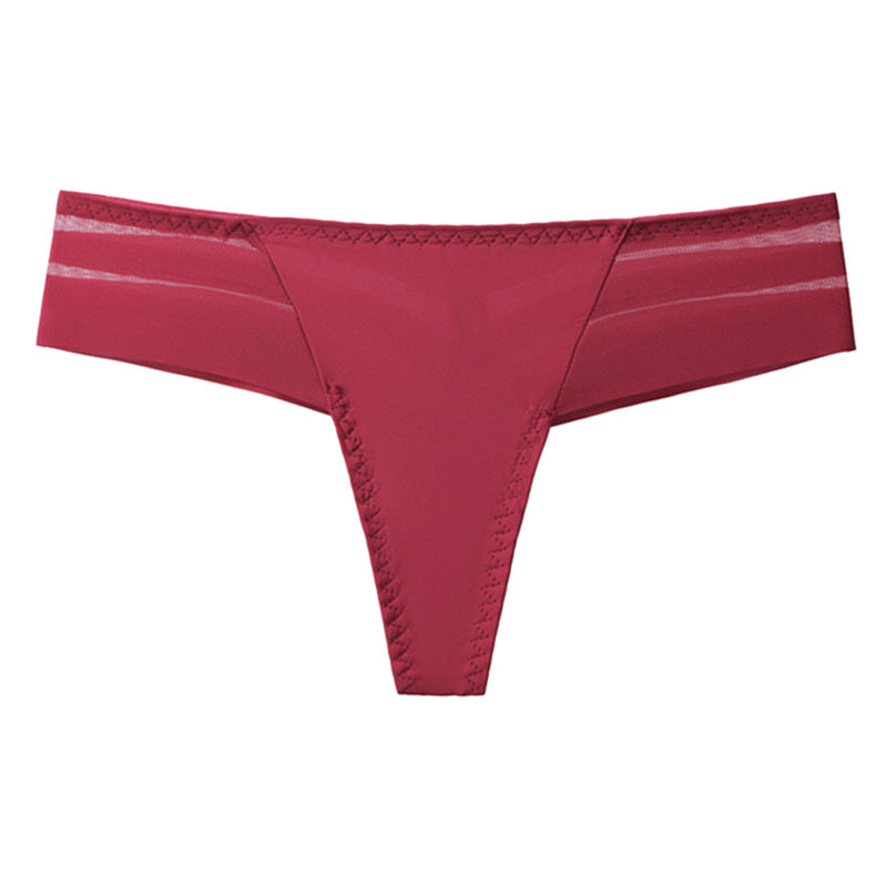 Women's Striped Sexy Lace Edge Seamless T-back