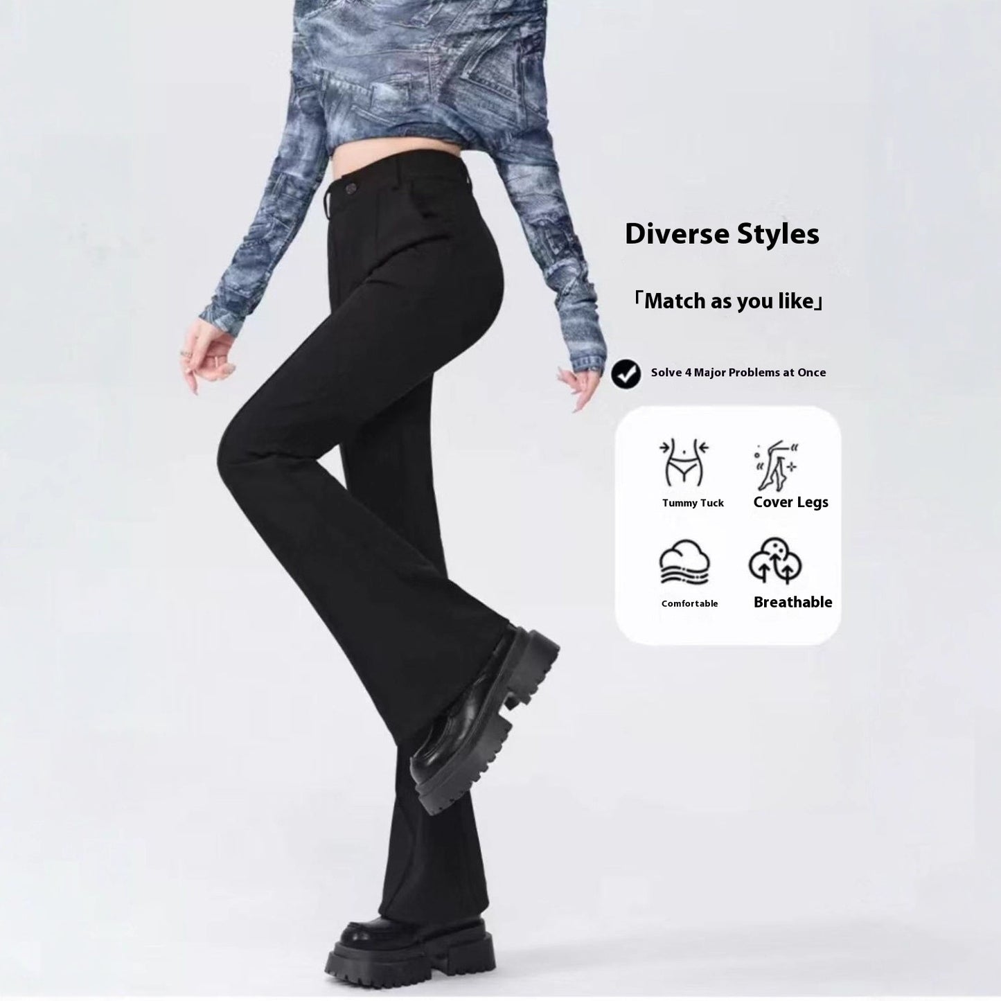 High Waist High-grade Anti-wrinkle Straight Slimming Casual Flared Pants