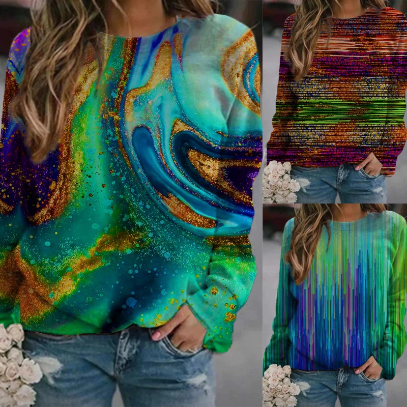 Women's Printed Abstract Oil Painting Sweater