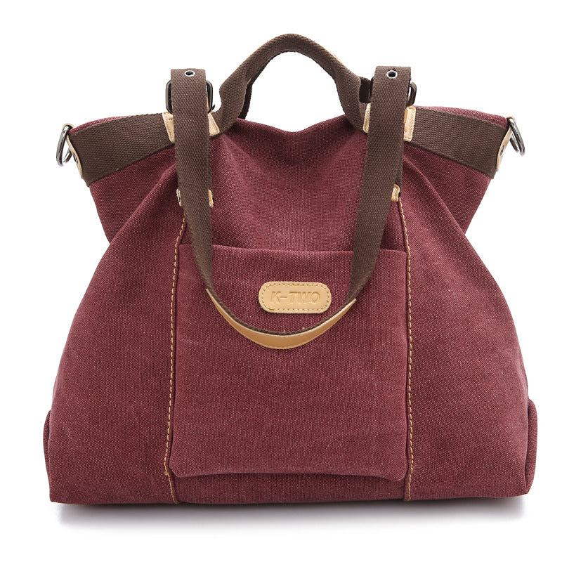 The new female canvas bag retro fashion all-match portable Shoulder Satchel Korean fashion big bag