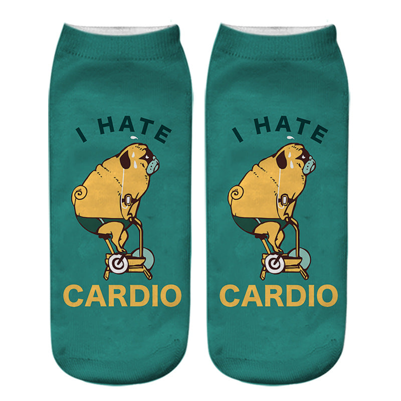 Dog PUG cartoon 3D printing socks