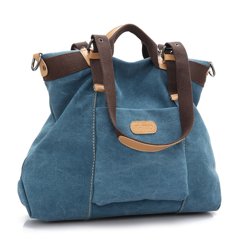 The new female canvas bag retro fashion all-match portable Shoulder Satchel Korean fashion big bag