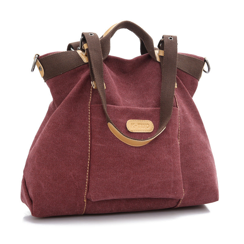 The new female canvas bag retro fashion all-match portable Shoulder Satchel Korean fashion big bag