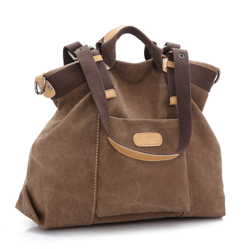 The new female canvas bag retro fashion all-match portable Shoulder Satchel Korean fashion big bag