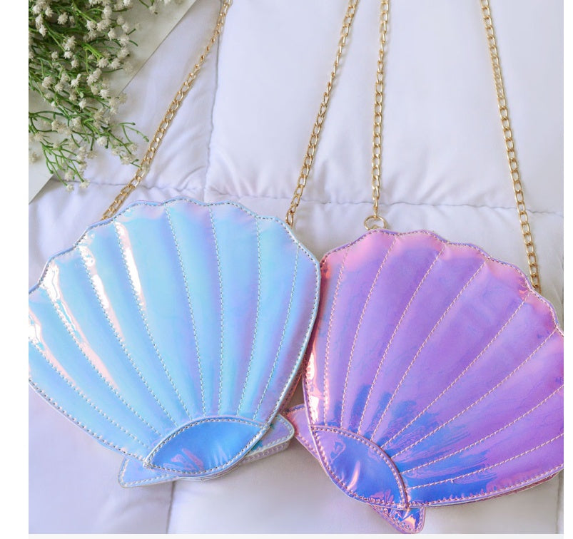Summer Japanese Harajuku Scallop Crossbody Shoulder Bag Laser Powder Purple Gradient