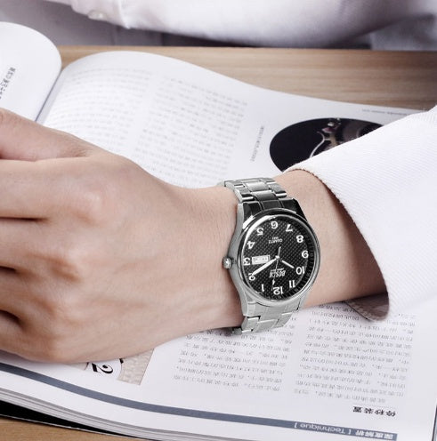 Double calendar men's watch waterproof luminous number quartz watch