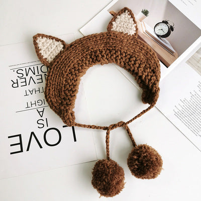 Fox Girl Sweet And Cute Warm Knitted Wool Tie Earmuffs