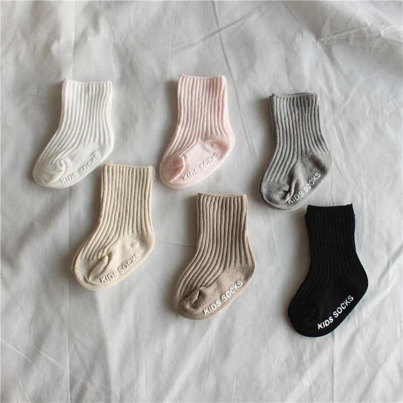 Double Needle Loose Mouth Plain Newborn Childrens Socks