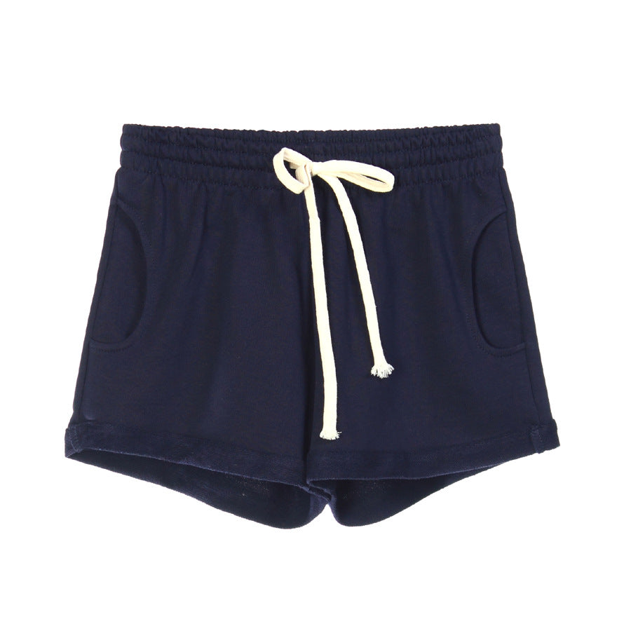 Women's curled sports yoga cotton cuffed shorts