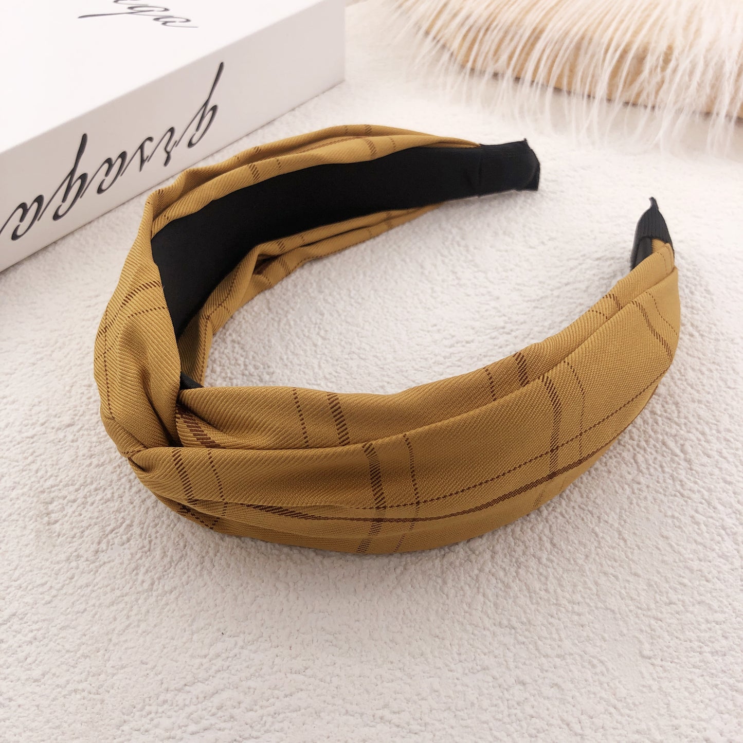 Suede flower hit color headband