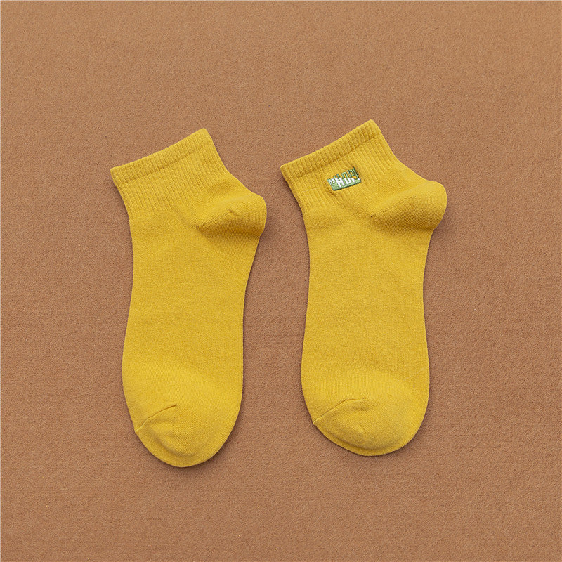 Female candy color boat socks